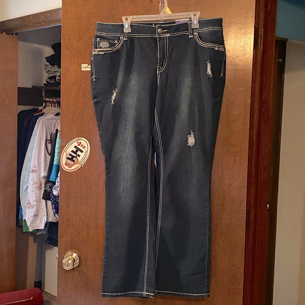 Lane Bryant - Slim Boot Distressed Dark Wash  Sz18